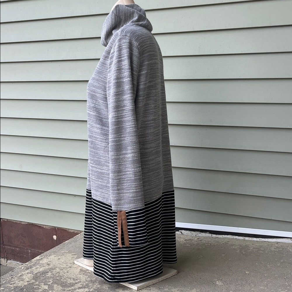 Like new THML Gray and Black Striped Cowl neck long Sweater - Picture 3 of 12